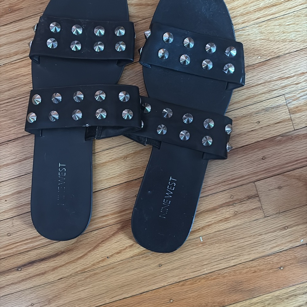 Nine West Black Studded Sandals